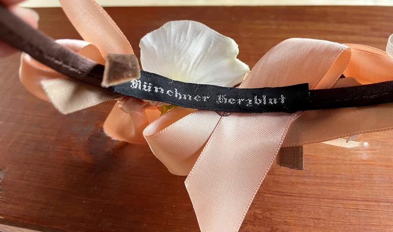 Haarschmuck, Haarreifen Blüten, Lachs, Braut, Dirndl, Satin
