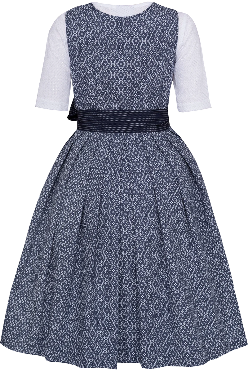 Kinderdirndl mit Ornamentmuster und Bluse - dunkelblau