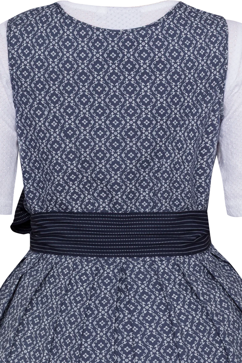 Kinderdirndl mit Ornamentmuster und Bluse - dunkelblau