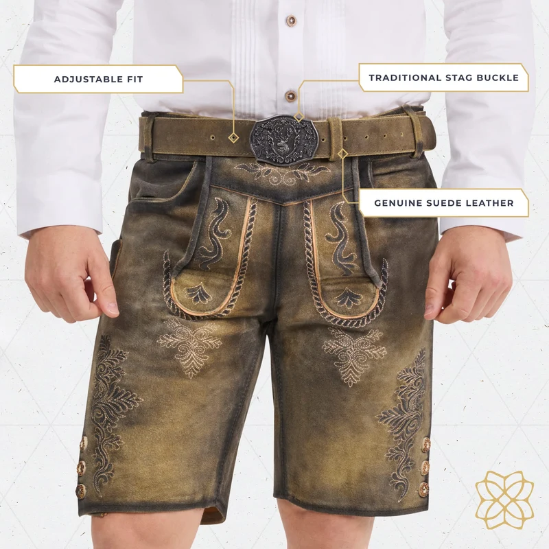 Antique Waxed Brown Lederhosen Belt