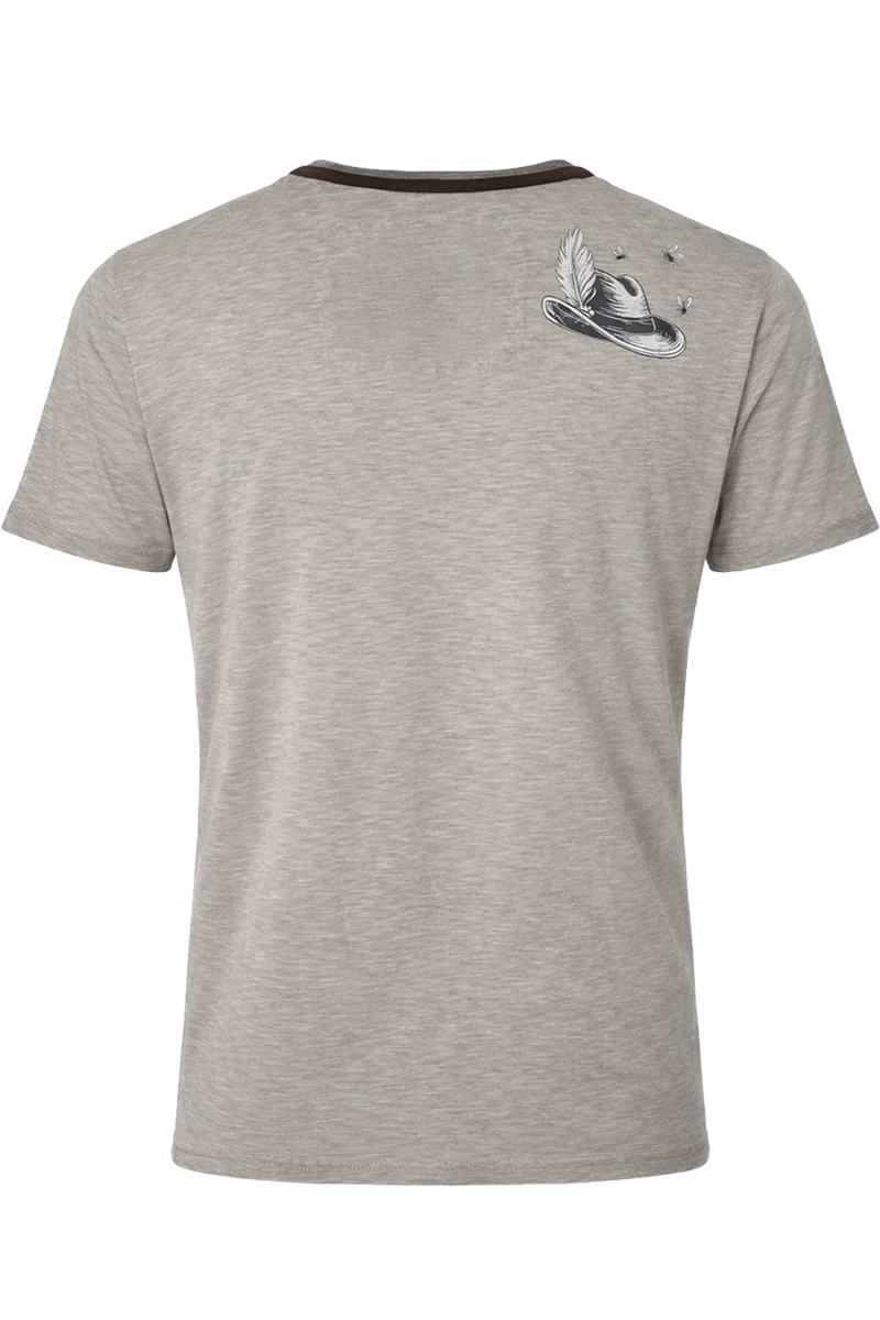 Herren Trachtenshirt mit Stinktier und Trachtenhut - hellbraun