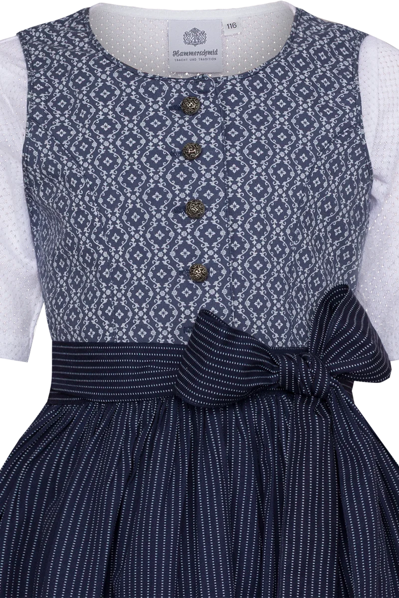 Kinderdirndl mit floralem Ornamentmuster und Bluse - dunkelblau