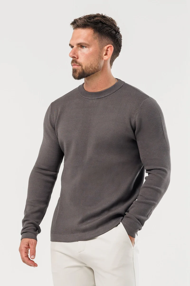 LUXE KNIT SWEATER - DARK GREY