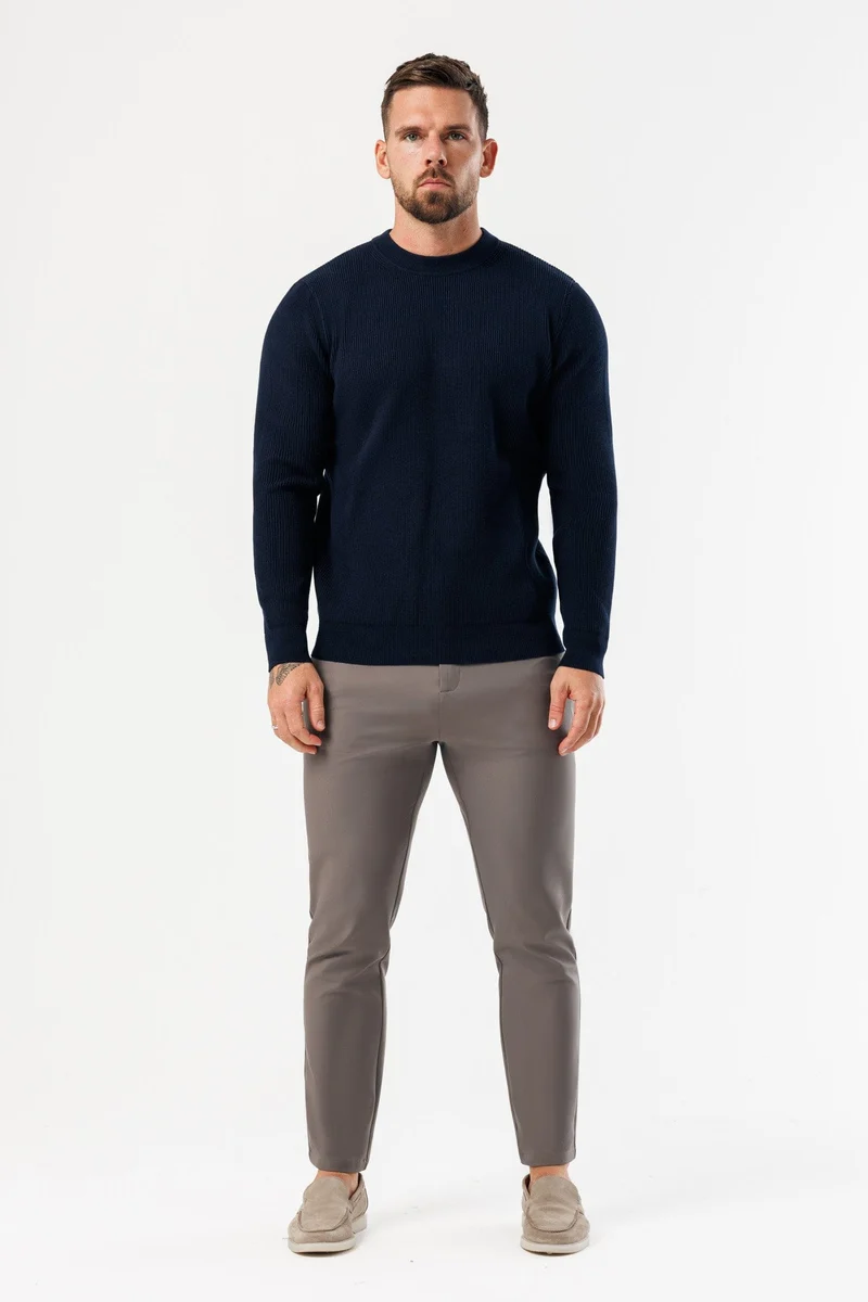 RIDGE KNIT SWEATER - NAVY