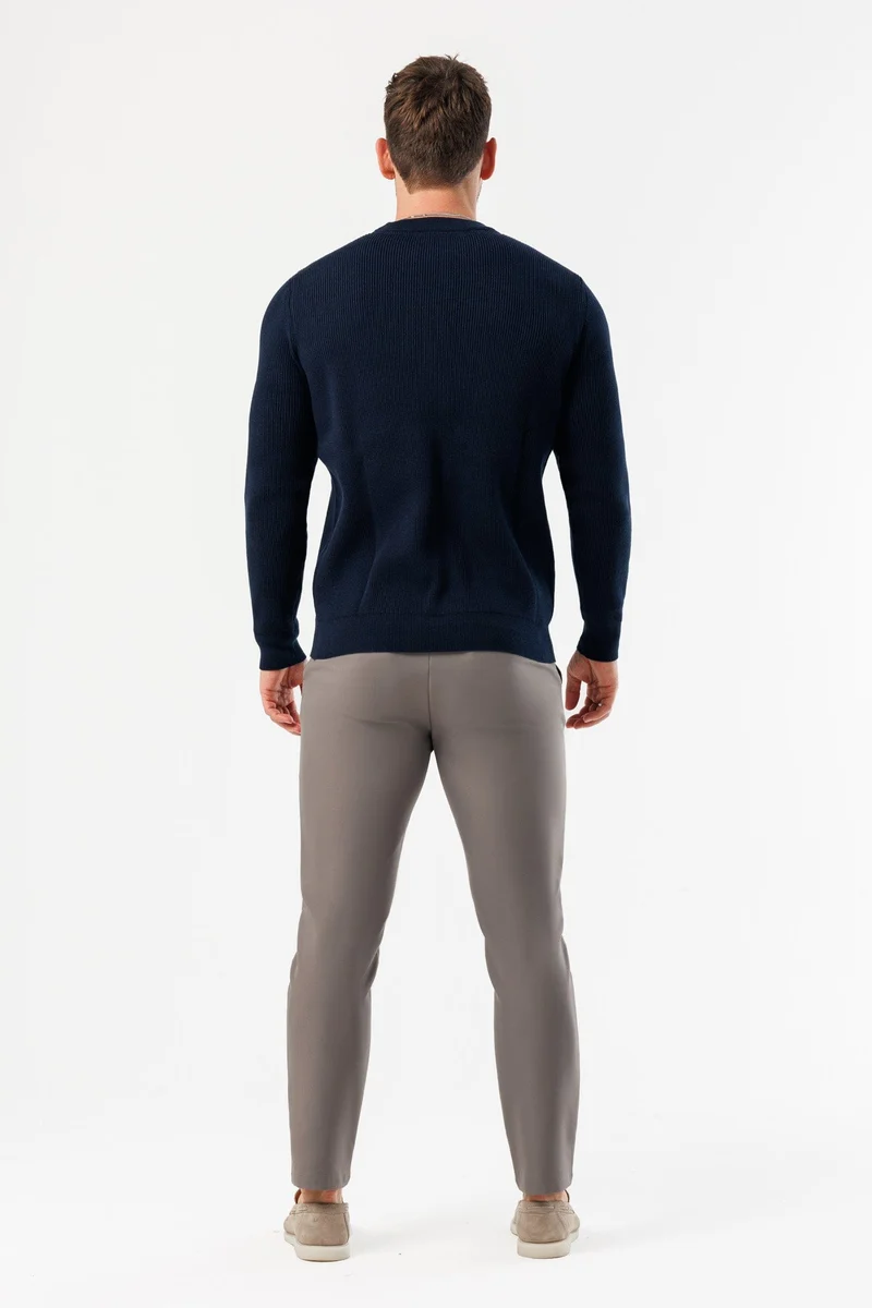 RIDGE KNIT SWEATER - NAVY