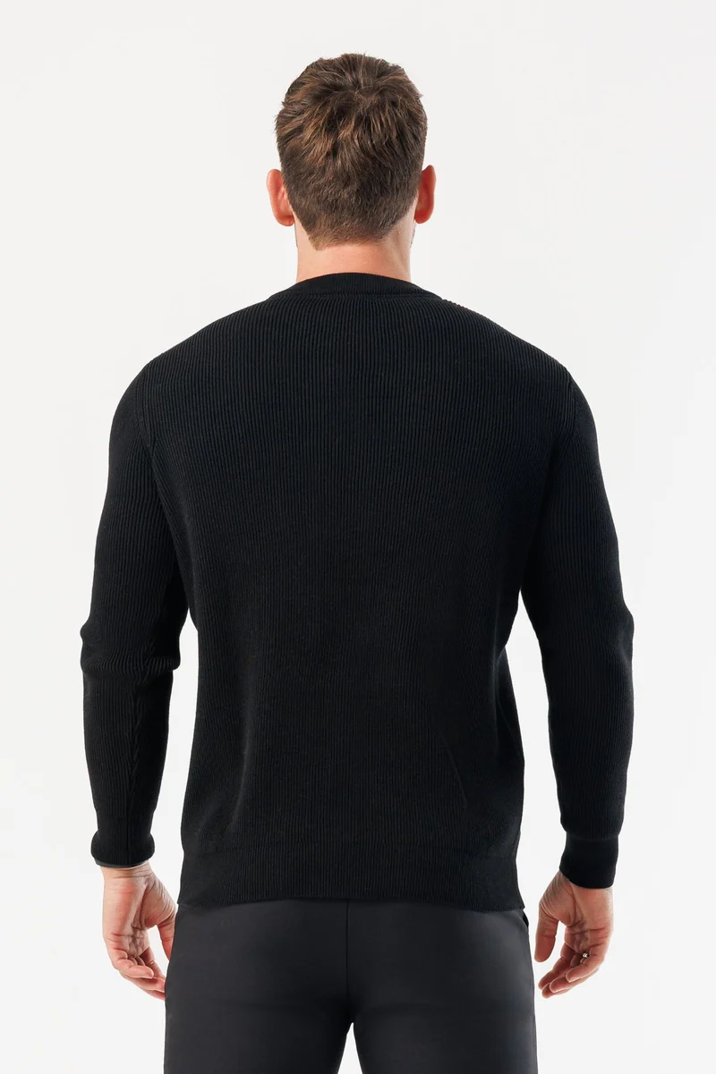 RIDGE KNIT SWEATER - BLACK