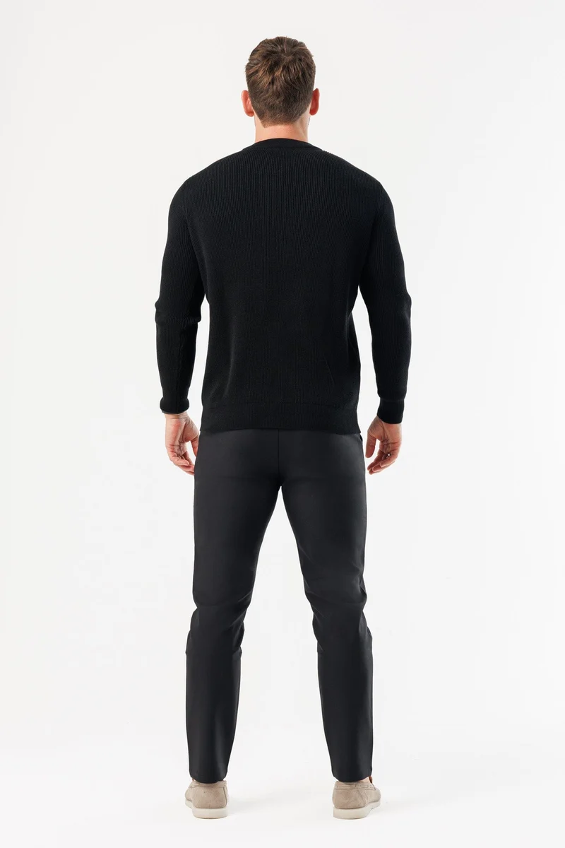 RIDGE KNIT SWEATER - BLACK