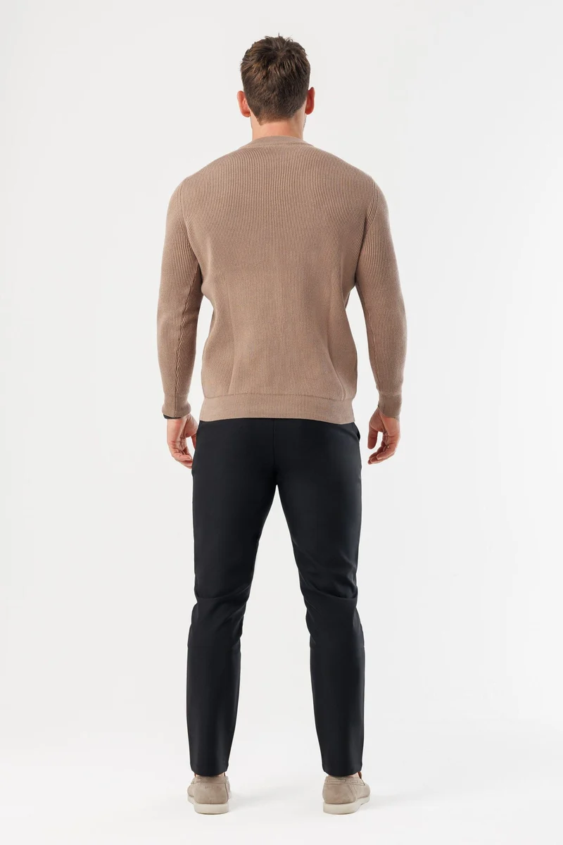 RIDGE KNIT SWEATER - BROWN