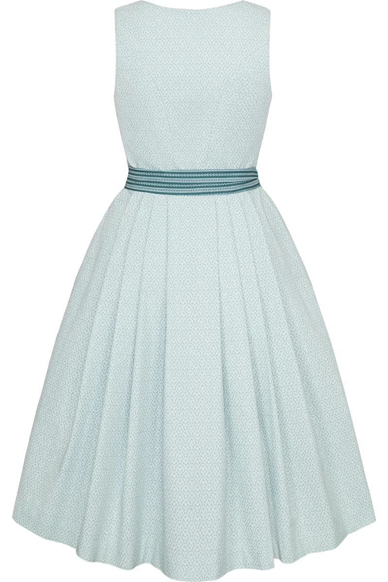Midi-Baumwolldirndl mit Perlmuttknöpfen - türkis