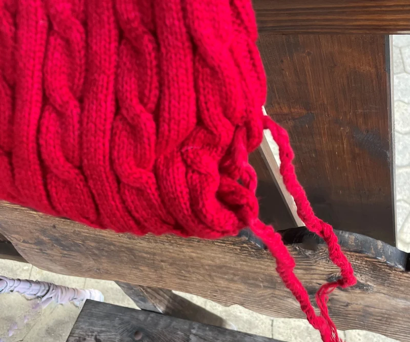 Tasche, Landhaus gestrickt, rot/Schwarz, Handtasche