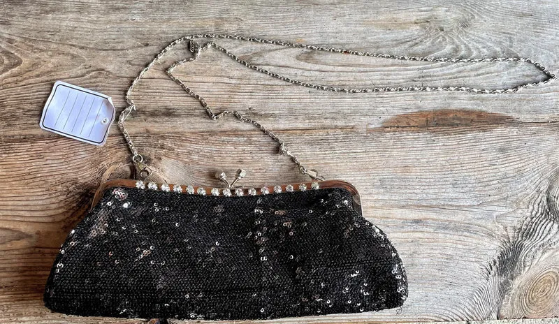 Handtasche, Tasche, Clutch Wende Pailletten schwarz
