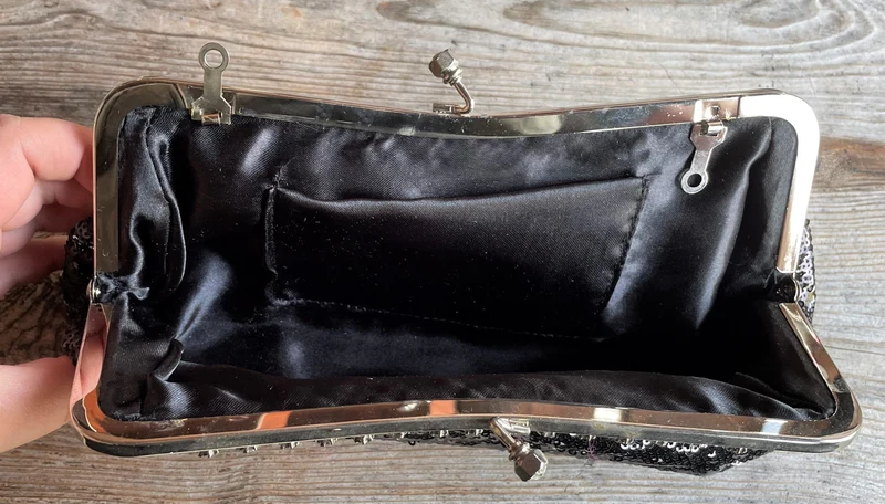 Handtasche, Tasche, Clutch Wende Pailletten schwarz