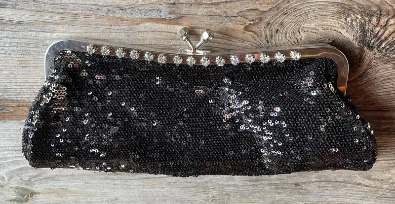 Handtasche, Tasche, Clutch Wende Pailletten schwarz