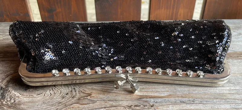 Handtasche, Tasche, Clutch Wende Pailletten schwarz