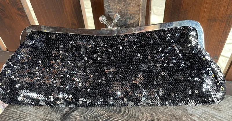 Handtasche, Tasche, Clutch Wende Pailletten schwarz