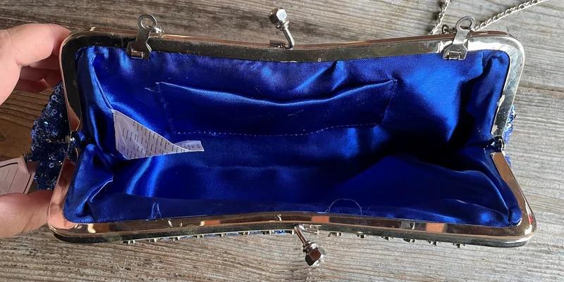 Handtasche, Tasche, Clutch Wende Pailletten blau