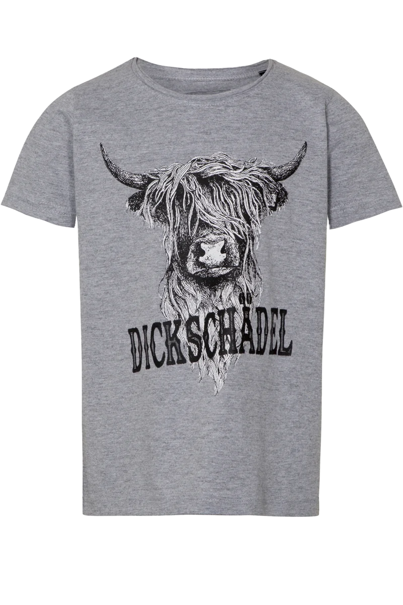 Kinder Trachtenshirt mit „Dickschädel“ Print - grau