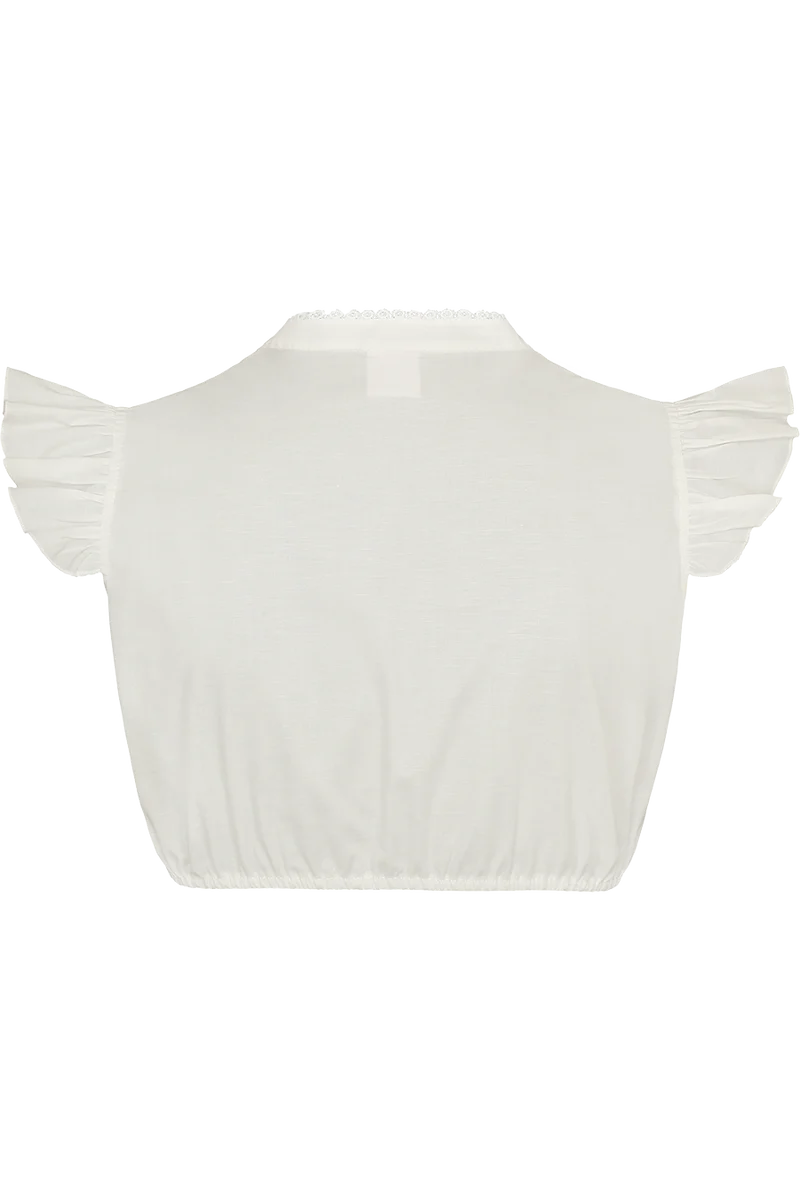 Dirndlbluse mit Flügelärmeln und V-Ausschnitt - creme