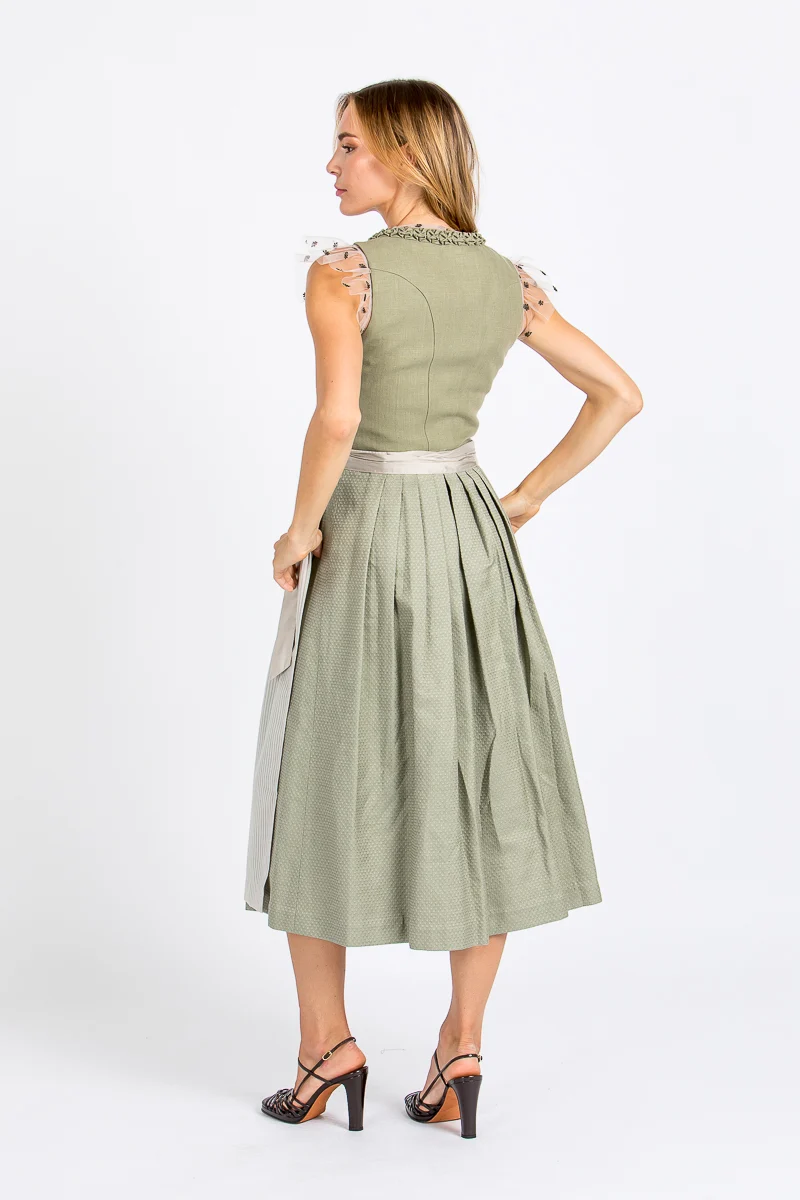 Almliebe Dirndl Eva mit Froschgoscherl grün
