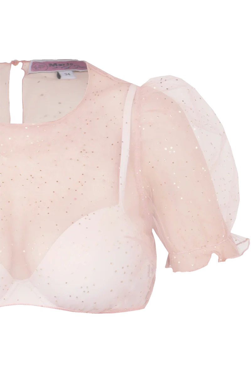 Dirndlbluse aus Tüll vollelastisch - flamingo