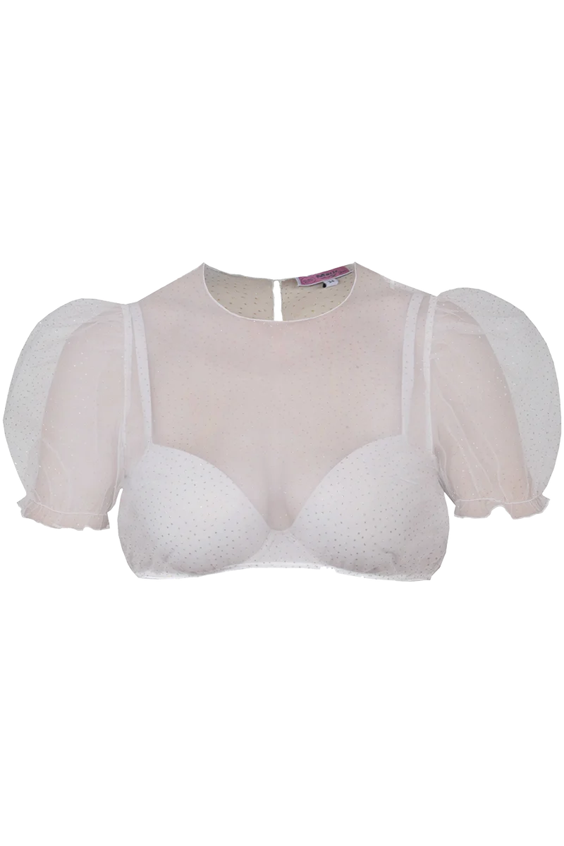 Dirndlbluse aus Tüll vollelastisch - creme