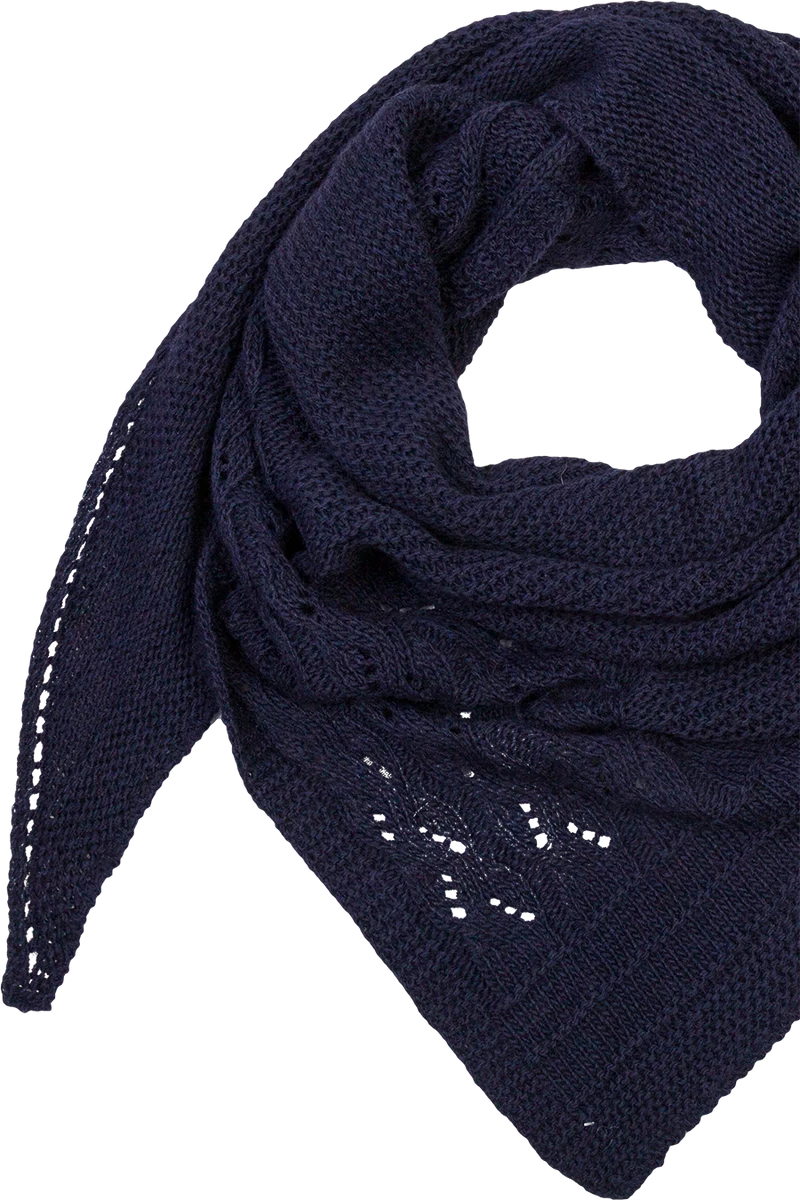 Damen Trachtenstola Dreiecks-Stricktuch mit Wollanteil - marine