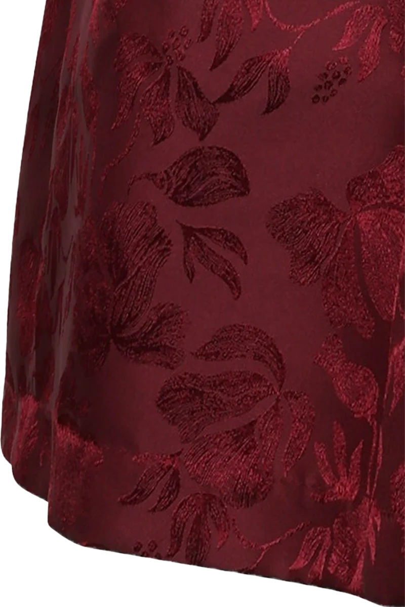 Midi-Dirndl mit Samt und Froschgoscherlrüsche Rabenstein 70cm - wine