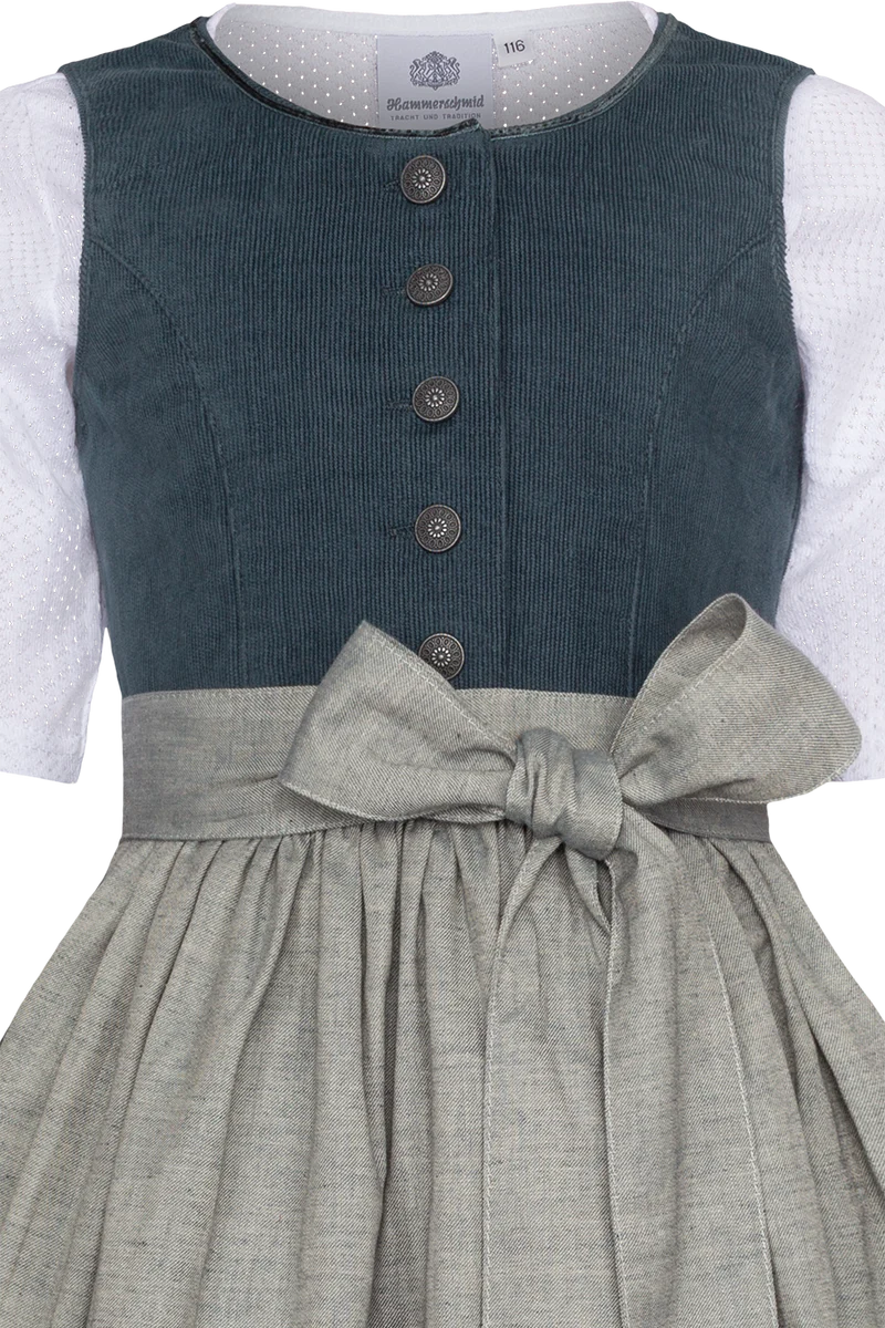 Kinderdirndl aus Cord mit Bluse - blau