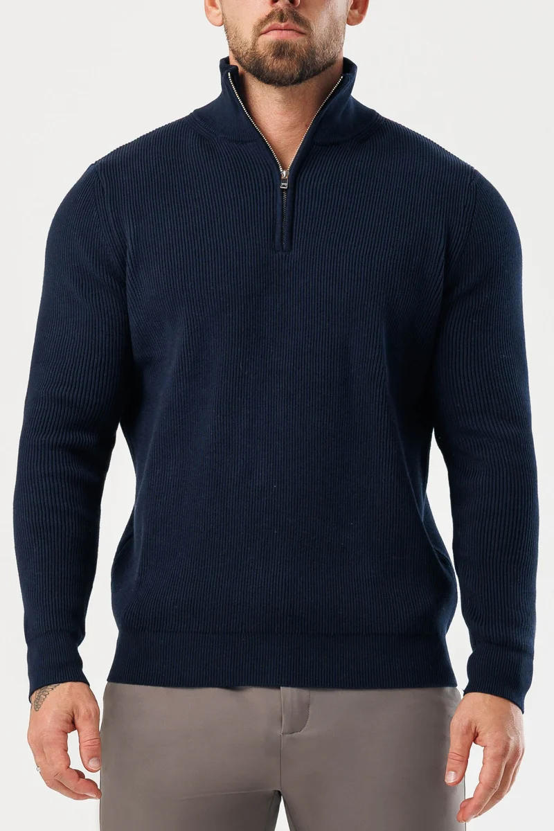 RIDGE KNIT QUARTER ZIP - NAVY