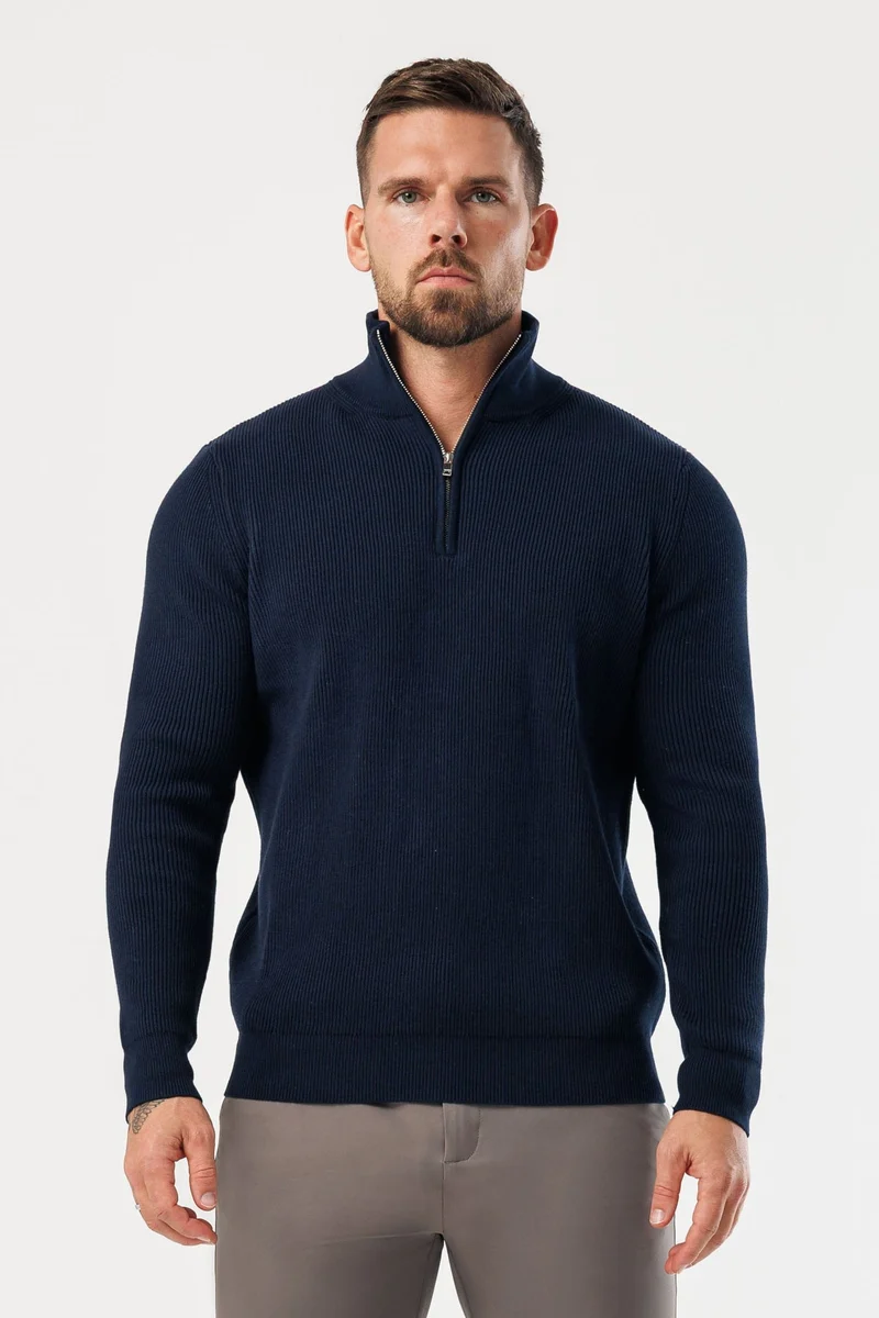 RIDGE KNIT QUARTER ZIP - NAVY