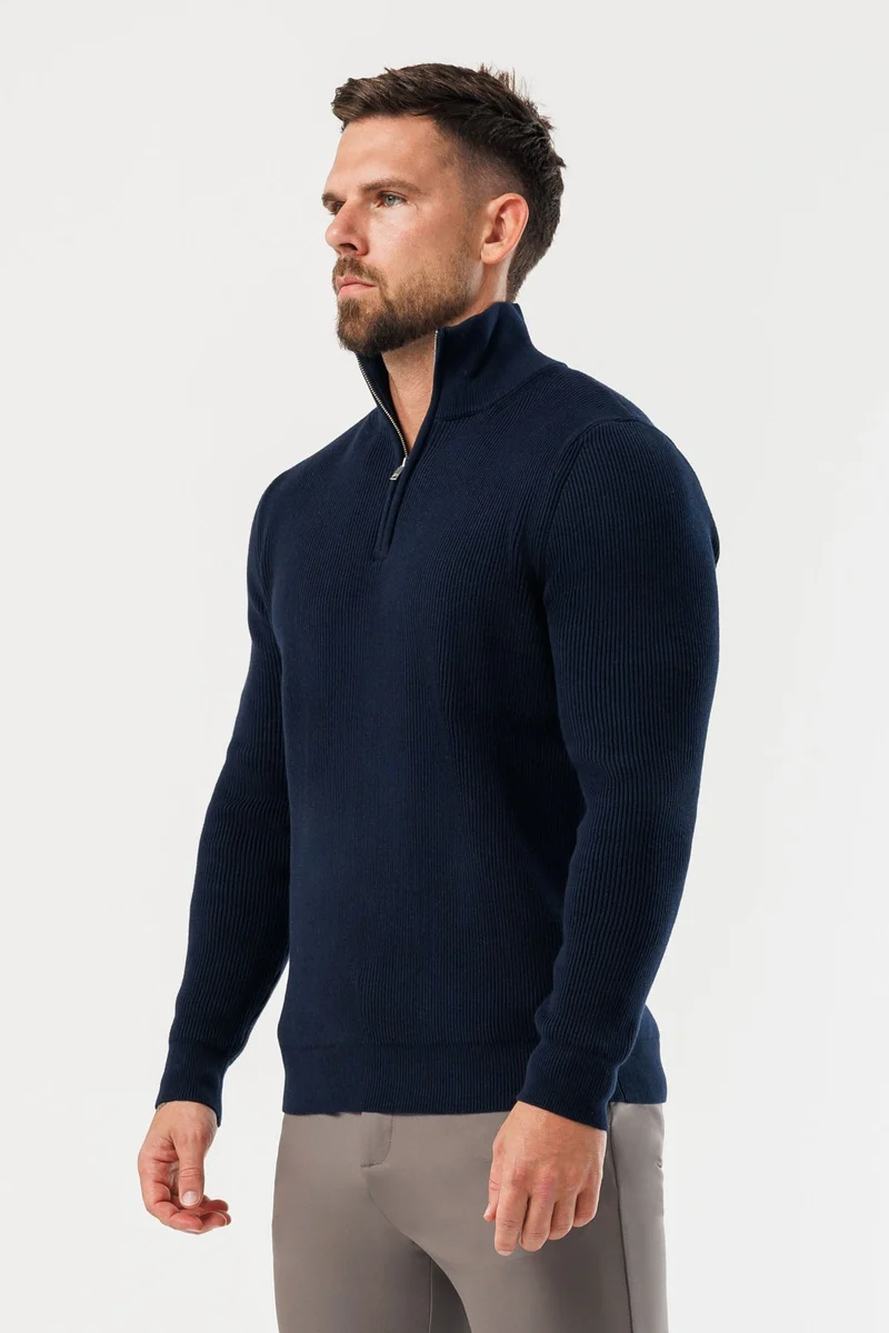 RIDGE KNIT QUARTER ZIP - NAVY