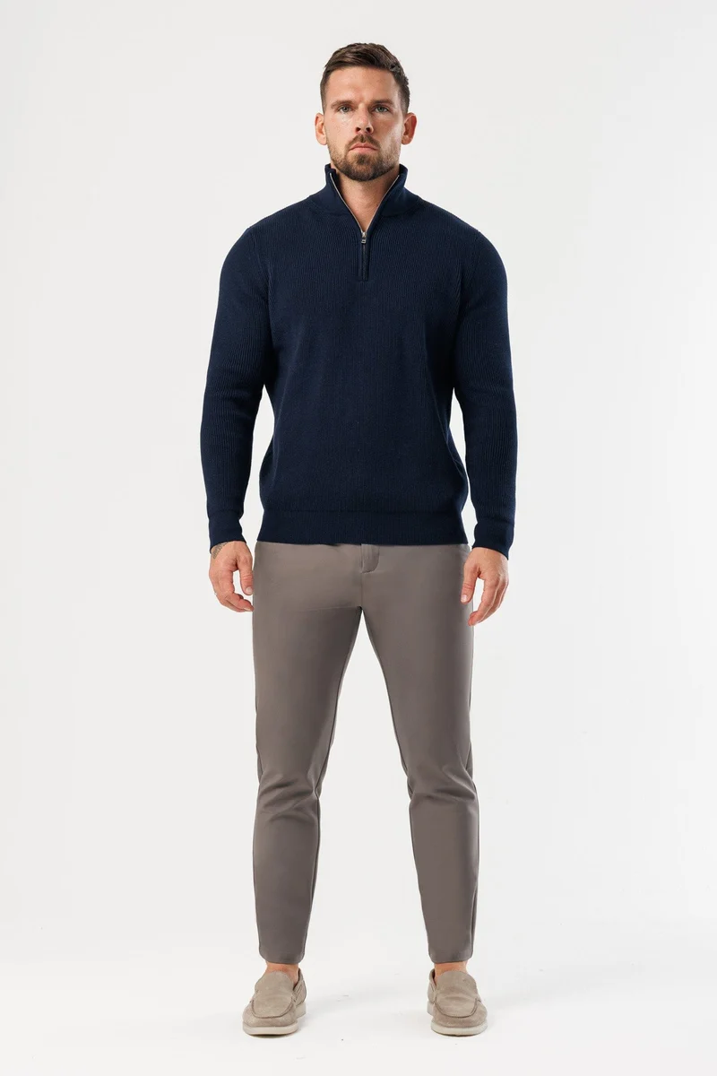 RIDGE KNIT QUARTER ZIP - NAVY