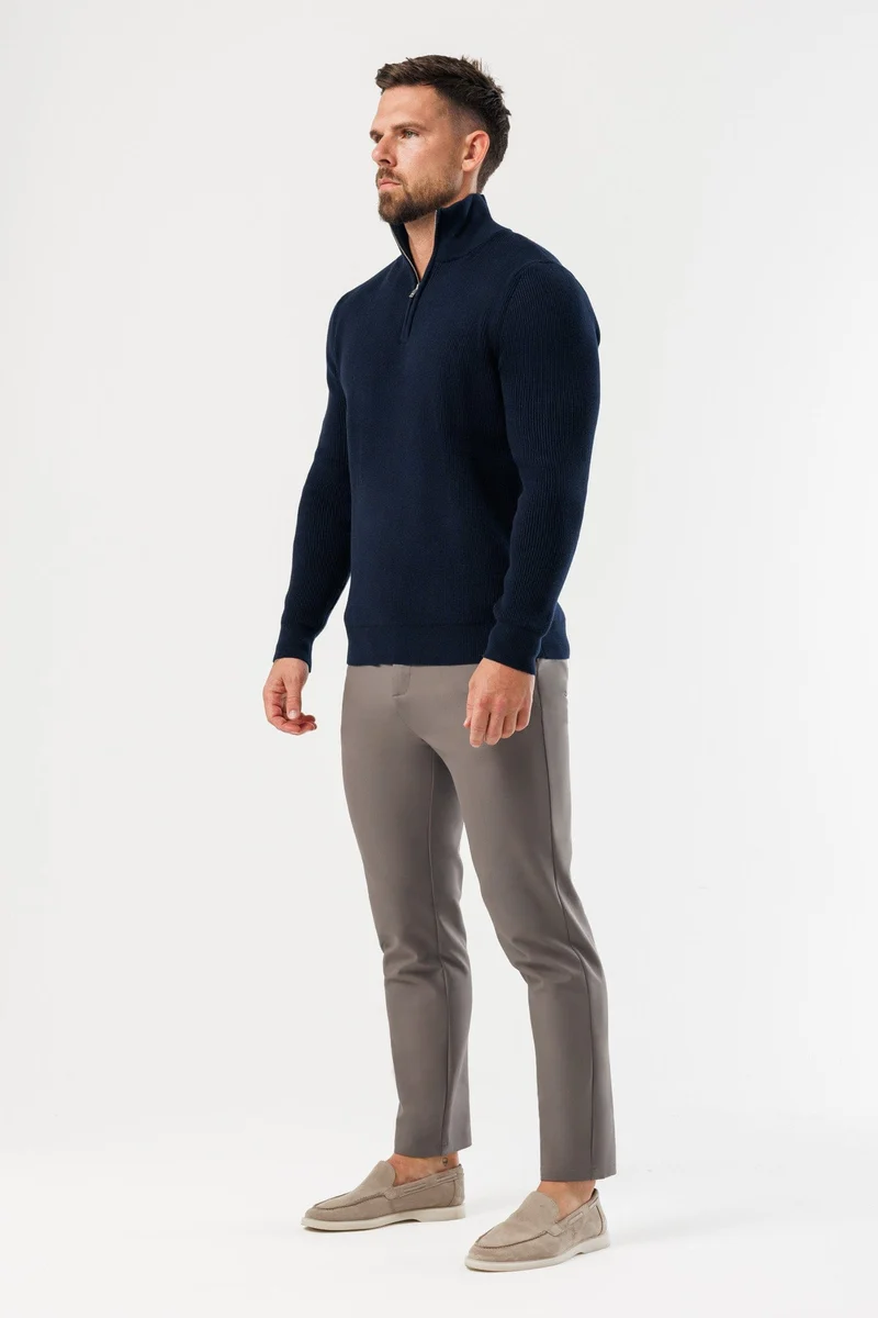 RIDGE KNIT QUARTER ZIP - NAVY