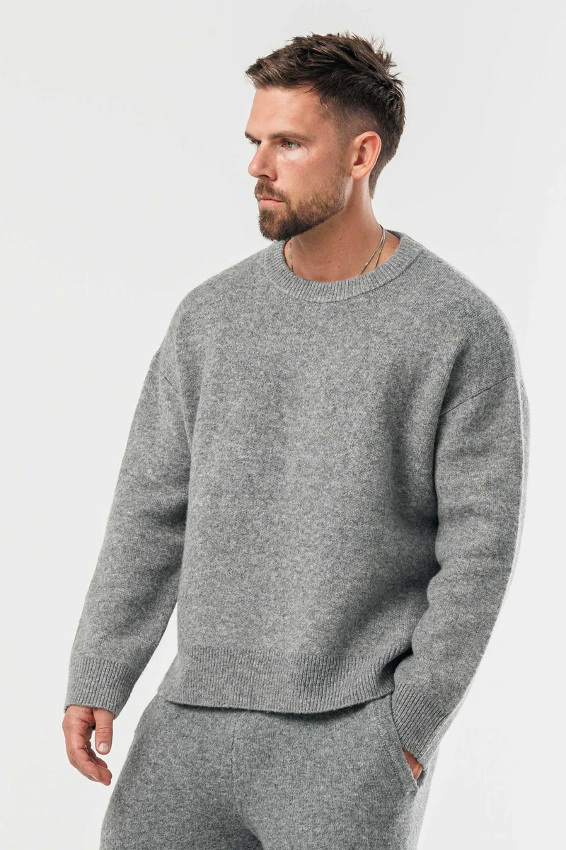 KNIT SWEATER - GREY MARL