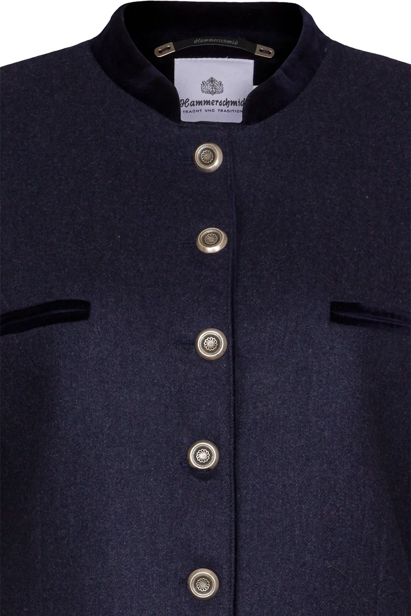 Damen Gehrock aus Loden mit Stehkragen - dunkelblau