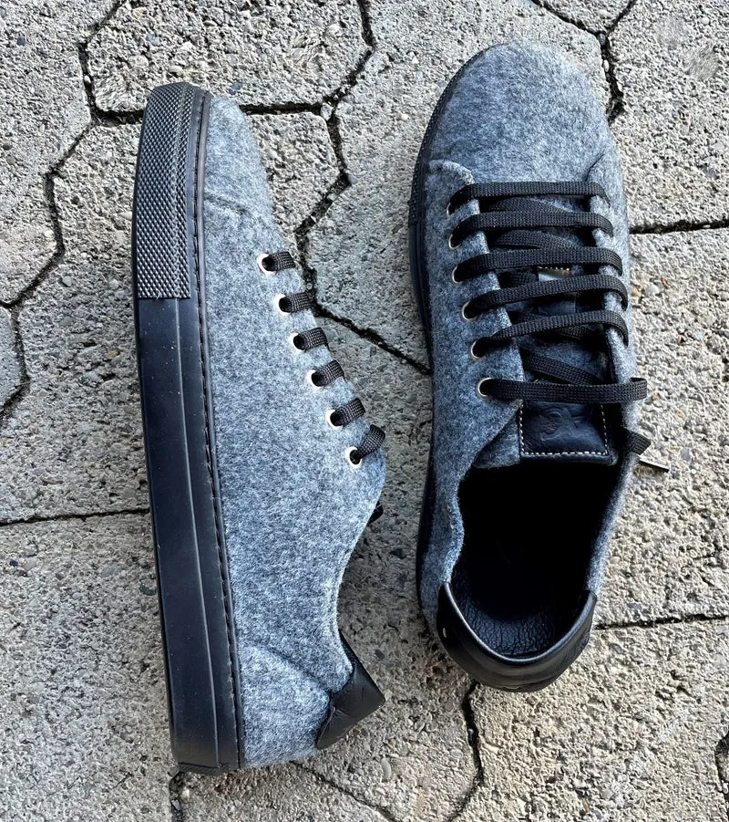 Sneakers Schuhe, Andrea Conti, Filz, Leder, grau