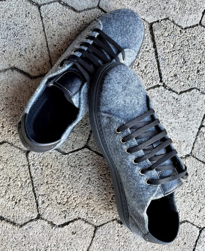Sneakers Schuhe, Andrea Conti, Filz, Leder, grau