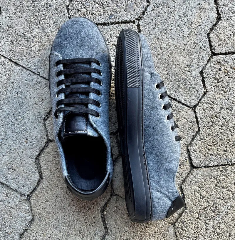 Sneakers Schuhe, Andrea Conti, Filz, Leder, grau
