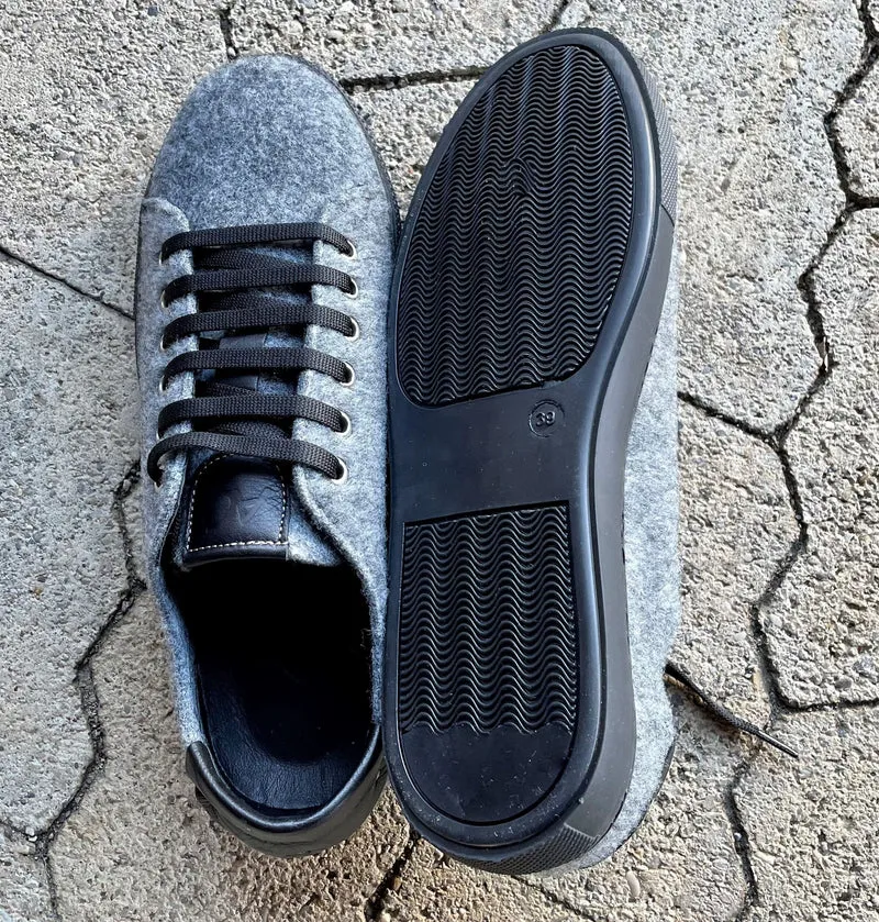 Sneakers Schuhe, Andrea Conti, Filz, Leder, grau