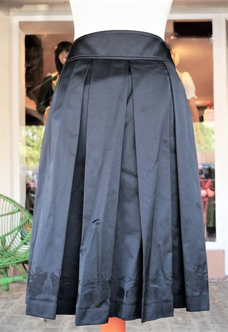 Trachtenrock Wenger, Midi 70 cm, schwarz, Hirsche