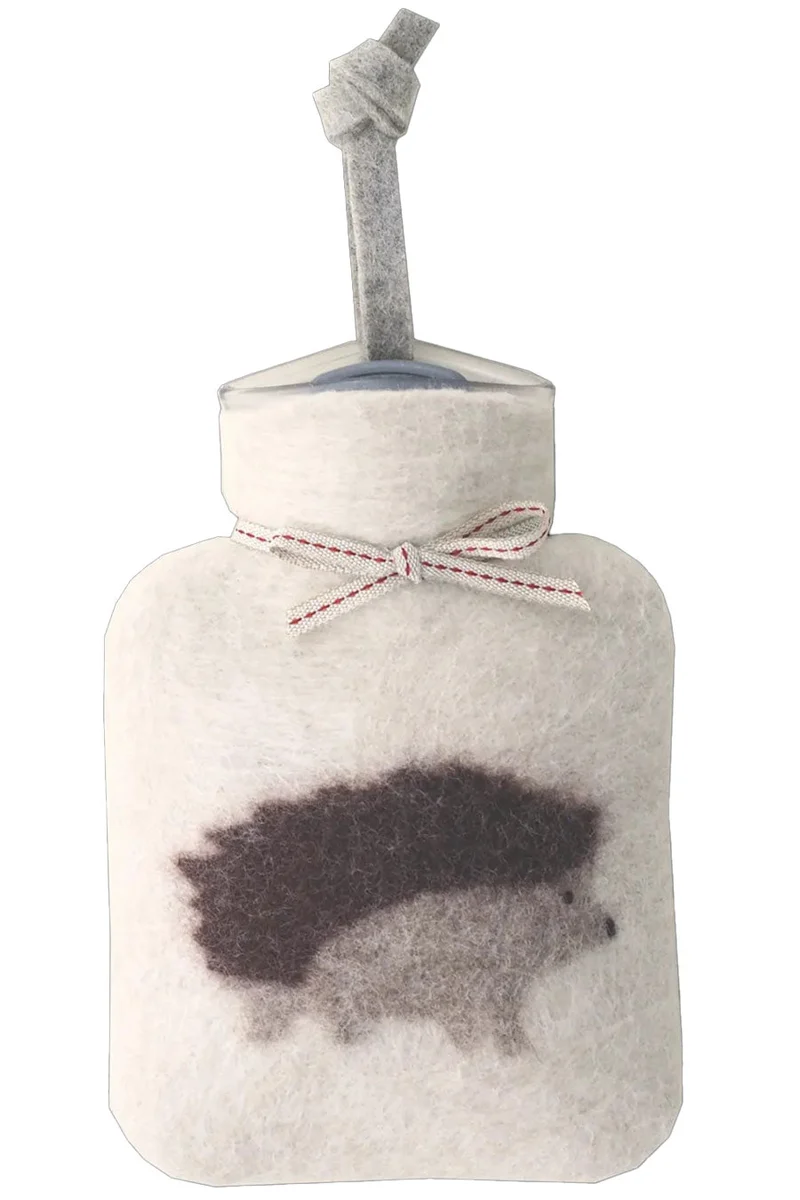Mini-Wärmflasche aus Merinowolle mit Igelmotiv - peyote