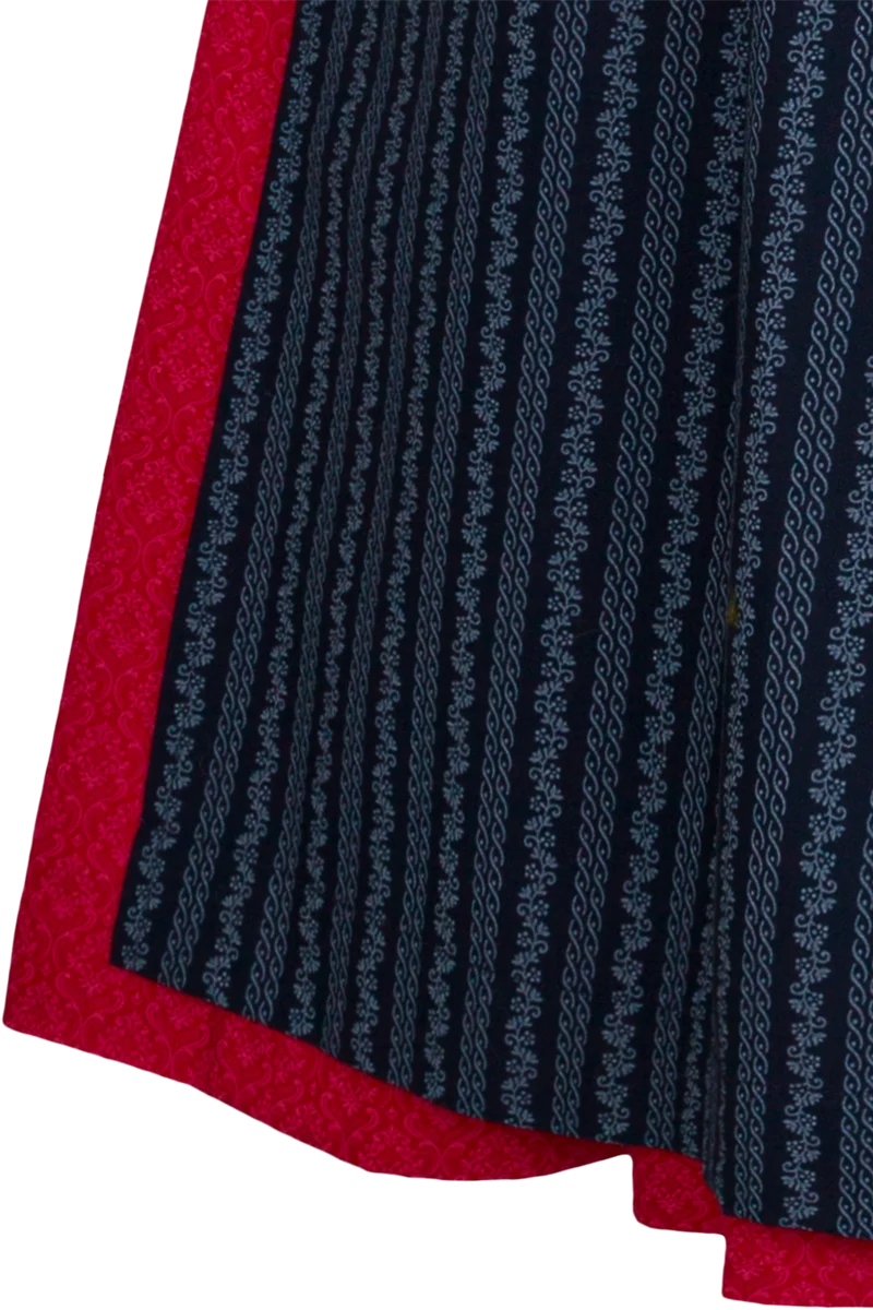 Langes Dirndl aus Baumwolle mit Ornamentmuster - rot marine