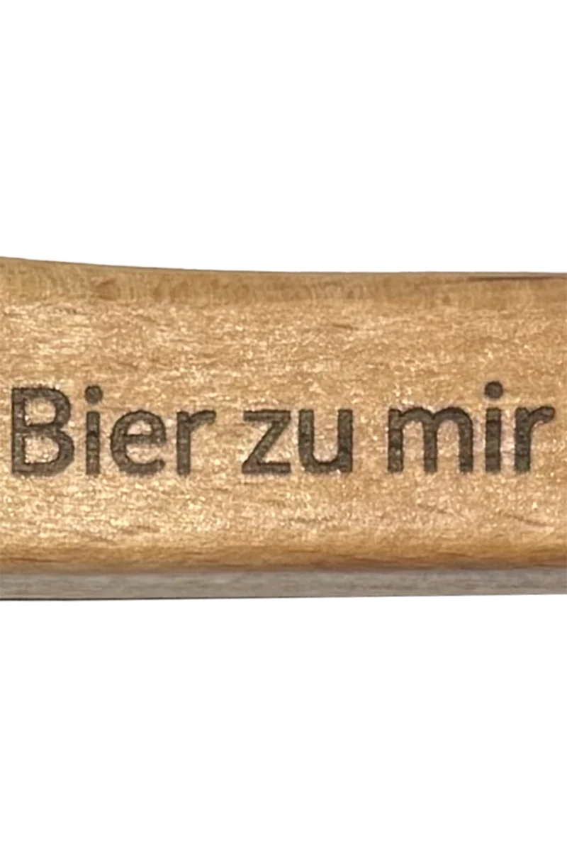 Flaschenöffner aus Holz mit Gravur - bier zu mir