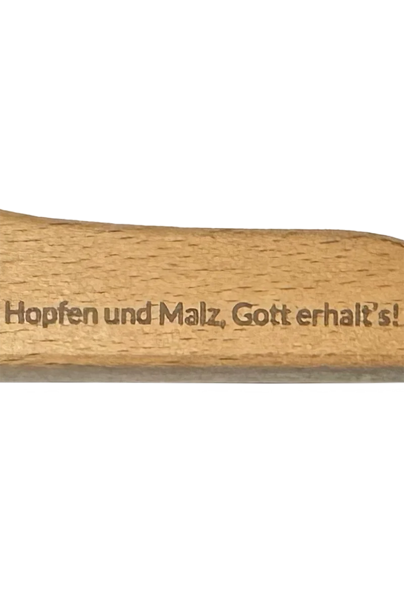 Flaschenöffner aus Holz mit Gravur - hopfen malz