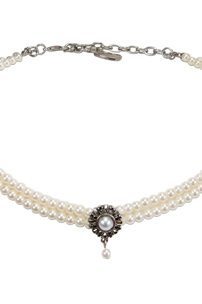 Damen Kropfkette aus Perlen - creme