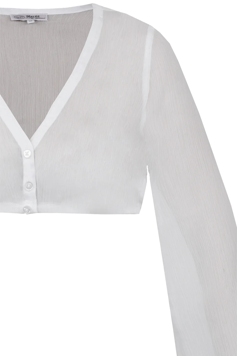 Dirndlbluse mit weiten Ärmeln und V-Ausschnitt - offwhite