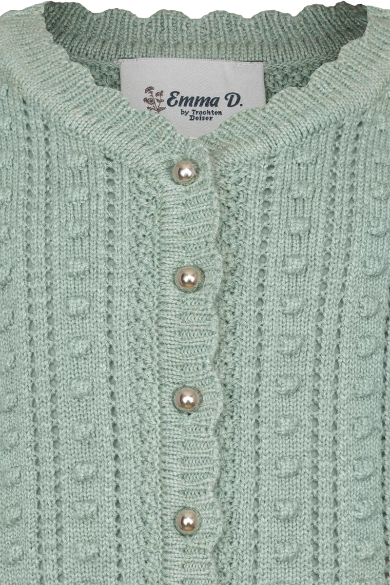 Kinder Trachten-Strickjacke mit feinem Lochmuster - salbei