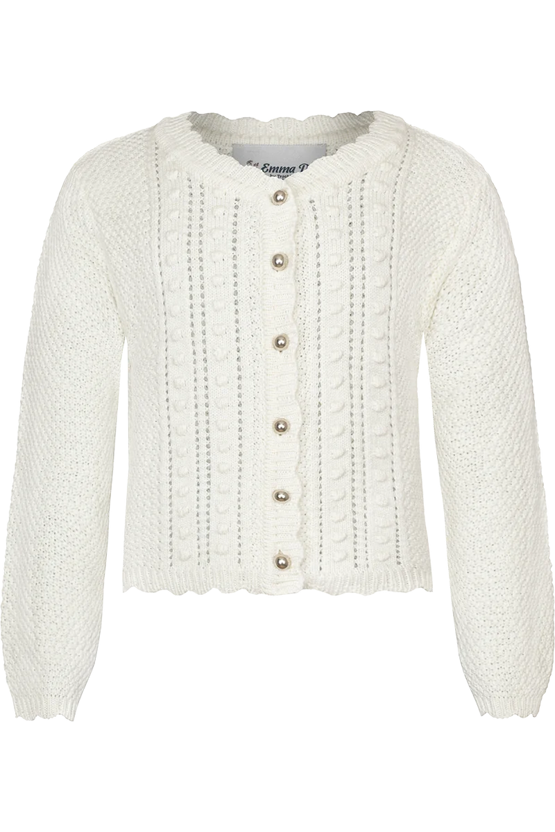 Kinder Trachten-Strickjacke mit feinem Lochmuster - creme
