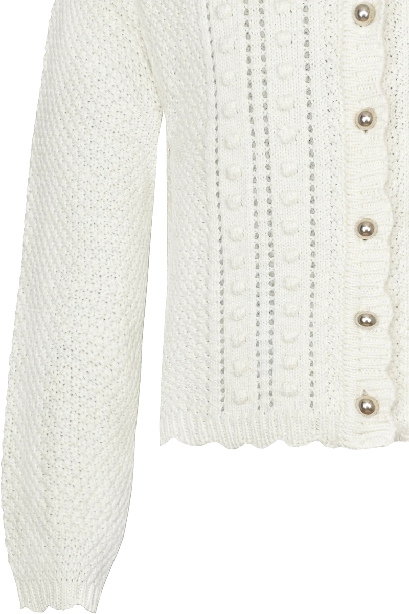 Kinder Trachten-Strickjacke mit feinem Lochmuster - creme