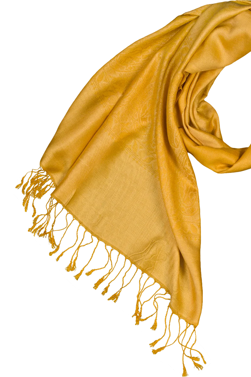 Damen Tuch im Pashmina-Stil mit Muster - mustard